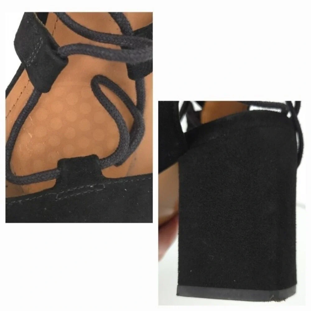 And Other Stories Black Suede Lace-Up Strappy Open-Toe High Heel Sandals- Size 9